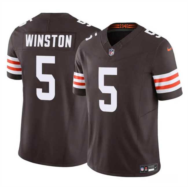 Men & Women & Youth Cleveland Browns #5 Jameis Winston Brown 2023 F.U.S.E Vapor Limited Stitched Jersey